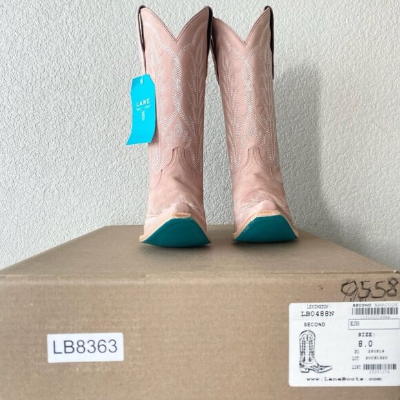 Lane LEXINGTON Womens Cowboy Boots 8 Blush Pink Western Cowgirl Mid Calf Tall - Picture 10 of 11